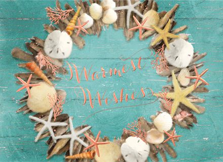 warm weather tropical beach - personalized Christmas Cards
